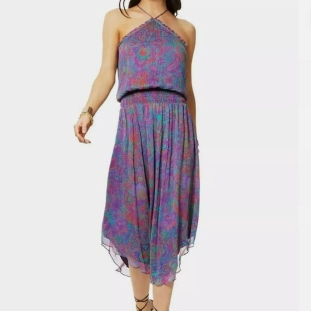 Ramy Brook Chloe Midi Dress in Botanic Print Boysenberry